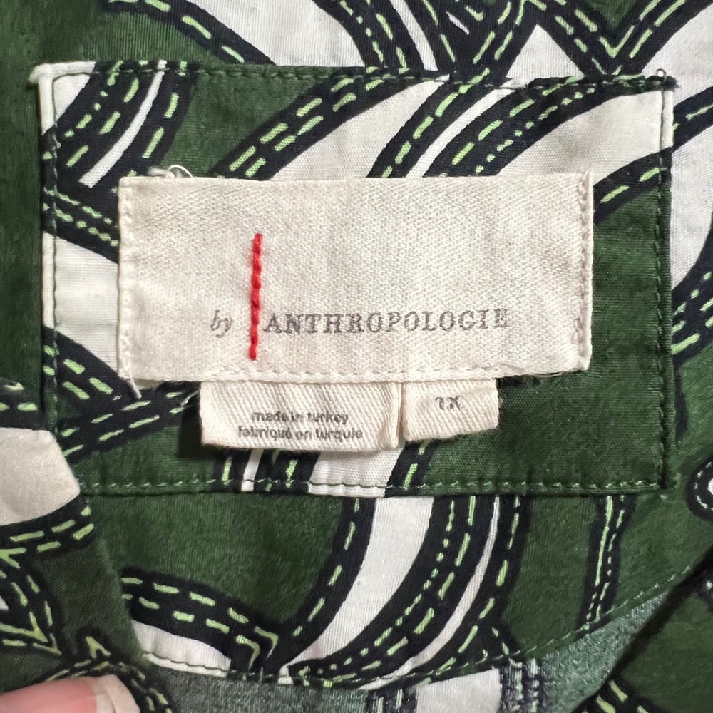 Anthropologie Somerset Maxi Dress Green White Cotton 1X Plus Size - Picture 11 of 13